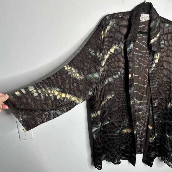 Aliki Yamani Creations Silk Open Shirt Jacket Cardigan Burn Out Plus Size 3X - Picture 3 of 7
